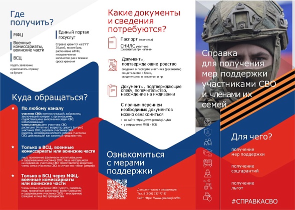 Справка для получения мер поддержки участниками СВО и членами их семей